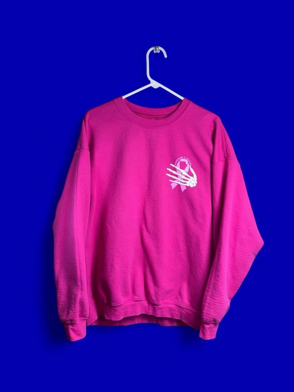 Bourbon & Belles Hot Pink Oversized Breast Cancer Awareness Graphic Sweatshirt